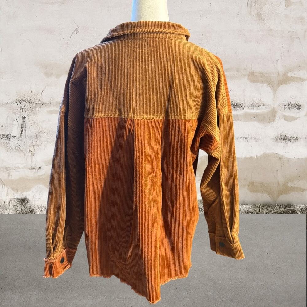 Easel NWT Color Block Corduroy Jacket in Burnt Or… - image 4